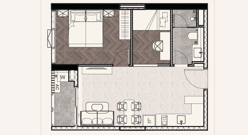 Mặt bằng căn hộ điển hình 1PN