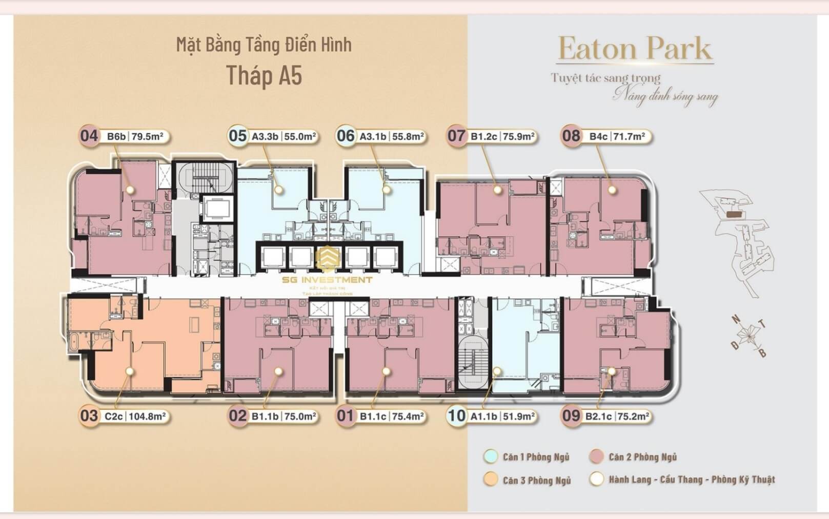 Mặt bằng điển hình Toà A5 Eaton Park