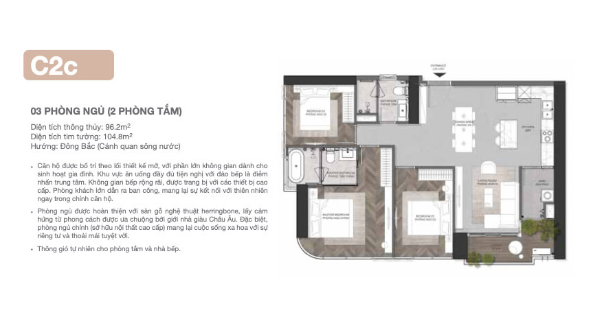 Mặt bằng điển hình căn hộ 3PN Eaton Park