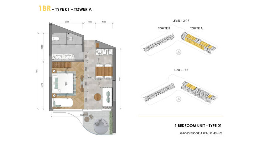 Mặt bằng điển hình Condotel 1PN