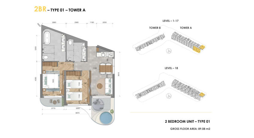 Mặt bằng điển hình Condotel 2PN