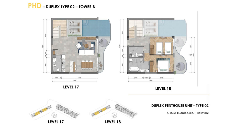 Mặt bằng điển hình căn hộ Duplex Penthouse