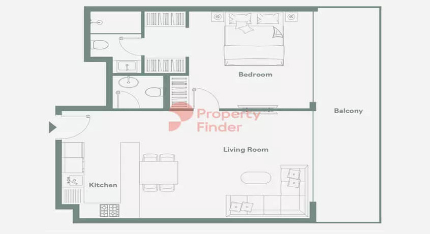 Mặt bằng căn hộ 1PN