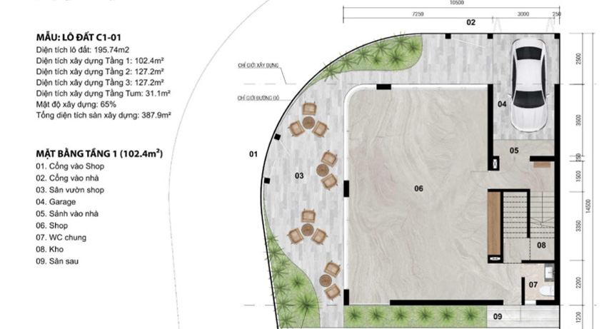 Mặt bằng Biệt thự song lập