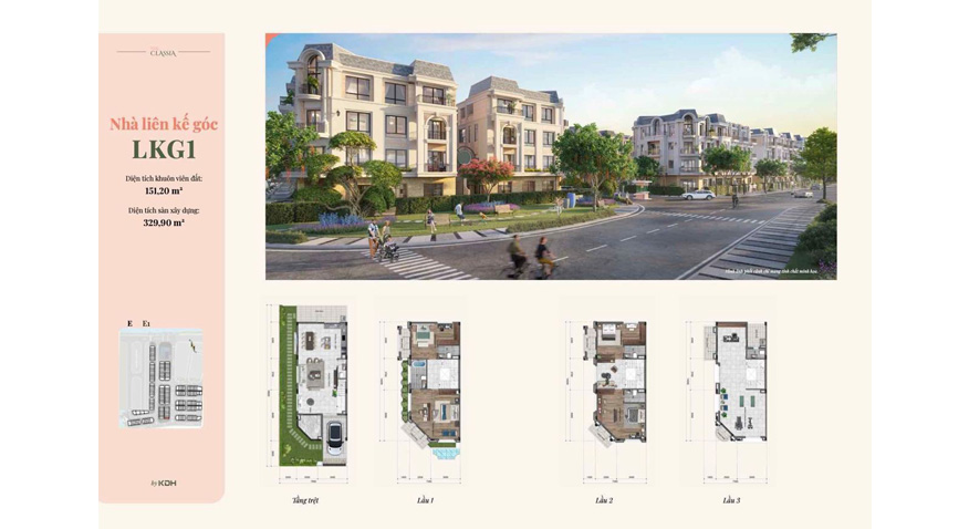 Mặt bằng nhà liên kế góc điển hình The Classia