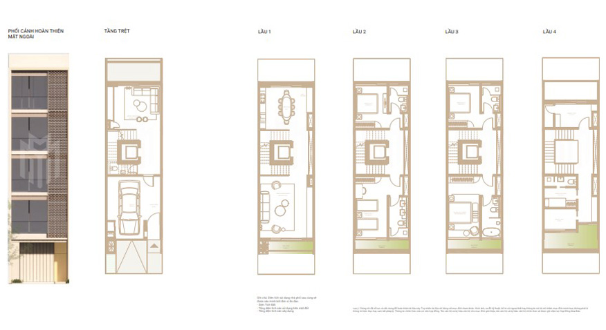 Mặt bằng nhà phố Soho loại 1A The Global City